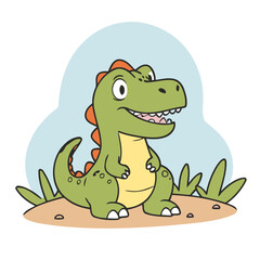 Cute Dino for young readers' picture book vector illustration