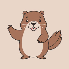 Cute vector illustration of a Beaver for children story book