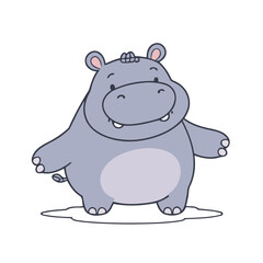 Cute vector illustration of a Hippo for toddlers