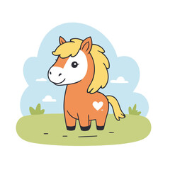 Fototapeta premium Cute vector illustration of a Horse for kids