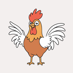 Cute Rooster vector illustration for kids' adventure tales