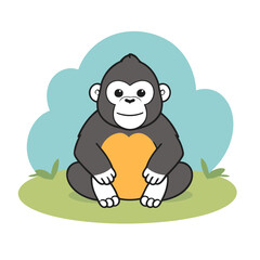 Cute vector illustration of a Gorilla for children book