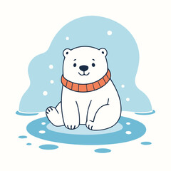 Cute Polarbear for toddlers vector illustration