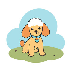 Cute vector illustration of a Poodle for toddlers' playful adventures