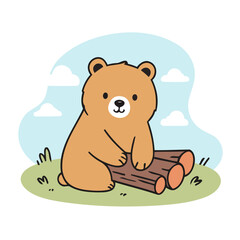 Cute Bear for children's books vector illustration