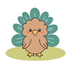 Cute vector illustration of a Turkey for toddlers story books