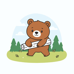Vector illustration of a delightful Bear for early readers' enjoyment