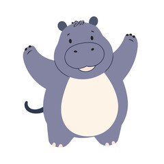 Cute Hippo for early readers' adventure books vector illustration