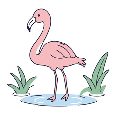 Cute vector illustration of a Flamingo for toddlers story books