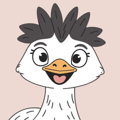 Cute Emu for children's literature vector illustration