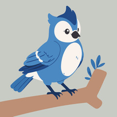 Cute vector illustration of a BlueJay for youngsters' imaginative stories