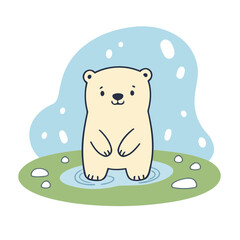 Cute Polarbear for children story book vector illustration