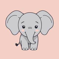 Cute Elephant for children's literature vector illustration