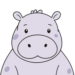 Cute vector illustration of a Hippo for early readers' delight