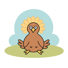 Cute Turkey for toddlers' learning books vector illustration