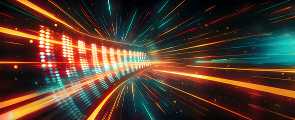 traffic in night, futuristic wallpaper with glowing points, moving lines, tech background