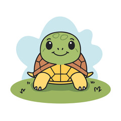 Vector illustration of a cute Turtle for toddlers story books
