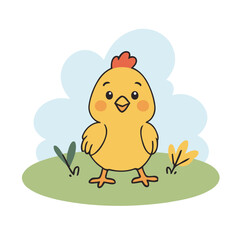 Vector illustration of a lovable Chicken for children's picture books