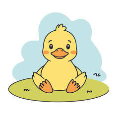 Cute vector illustration of a Duck for youngsters' picture books