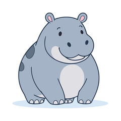 Cute Hippo vector illustration for kids story book