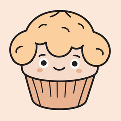 Cute vector illustration of a Muffin for children book