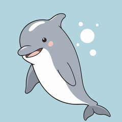Cute Dolphin for toddlers' learning books vector illustration