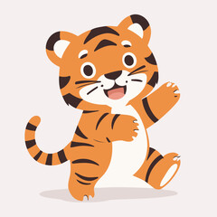 Cute Tiger for preschoolers' storybook vector illustration