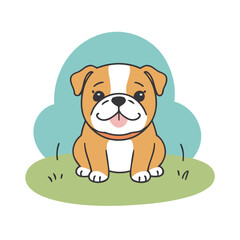 Cute Bulldog for children's bedtime stories vector illustration