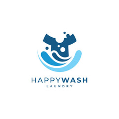 cloth with water and bubbles for laundry logo design