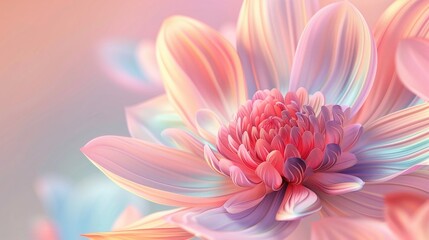 Fototapeta premium 3D rendering of a beautiful flower with a pastel blured background with copy space.