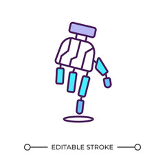 Bionic hand RGB color icon. Robotic hand touches water. Prosthetic implant. Human-like hand. Artificial limb. Isolated vector illustration. Simple filled line drawing. Editable stroke