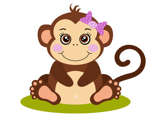 Cute little girl monkey sitting.cdr