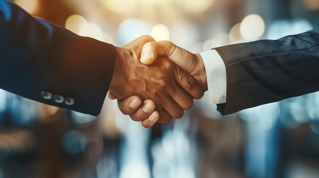 Businessmen making handshake with partner greeting