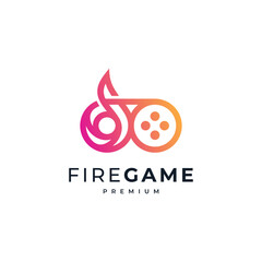 shiny console and fire for game logo design