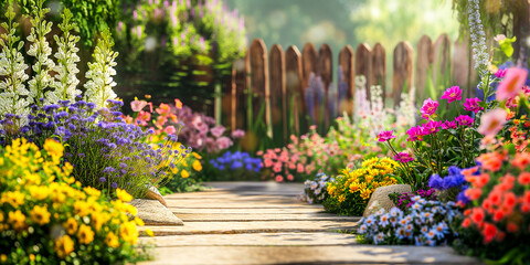 Garden flowers and plants background