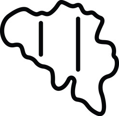 Belgium country icon outline vector. Map view. European central location