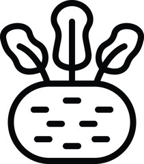 German turnip icon outline vector. Kohlrabi cabbage. Natural farm vegetable