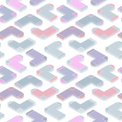 Various colorful flat socks in pastel tones on white background. Isometric vector hand drawn illustration seamless pattern. Textiles, wrapping paper design.

