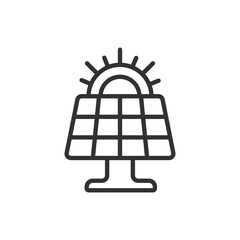 Solar panel, in line design. Solar, panel, energy, renewable, power, green, electricity on white background vector. Solar panel editable stroke icon.