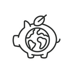 Piggy bank, nature conservation vector icon. Piggy, bank, nature, conservation, icon, savings, ecology, environment, eco-friendly, green, ecology, financial, vector icon.	