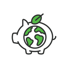 Piggy bank, nature conservation vector icon, green. Piggy, bank, nature, conservation, icon, savings, ecology, environment, eco-friendly, green, ecology, financial, vector icon.	