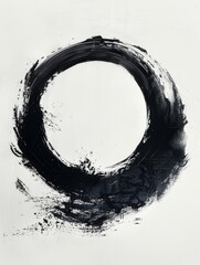 Enso Circle Japanese Chinese Brush Painting. AI Generative