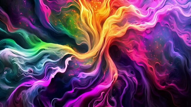Vivid abstract fractal tree in a rainbow of colors
