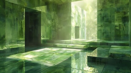 Naklejka premium large green hall 