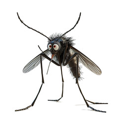 Realistic Mosquito cartoon Illustration . 3D Insect cartoon Character.