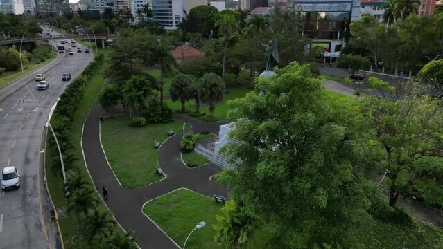 Hyperlapse drone shot of Basco Nunez de Balboa in Panama City.