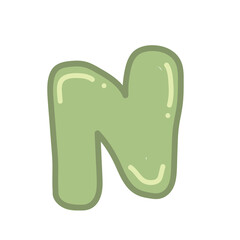 Hand drawn letter N in bubble style