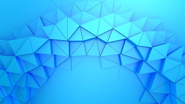Triangles Form a Wave. Abstract motion, two color, 3d rendering, 4k resolution
