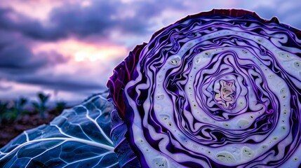 Obraz premium This image is a photograph of a purple cabbage