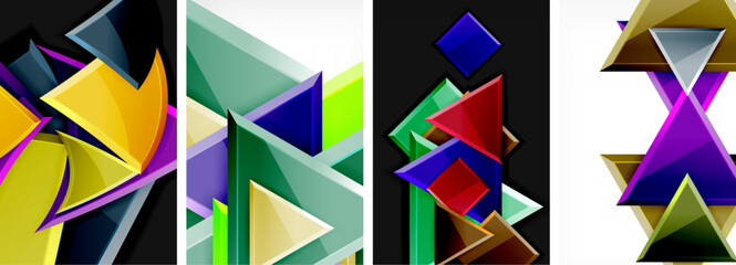 Triangle composition poster background set for wallpaper, business card, cover, poster, banner, brochure, header, website